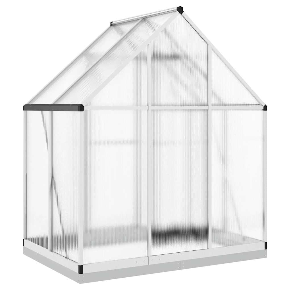 Serra con base in alluminio, 169 x 114 x 202 cm, argento, pannelli in policarbonato da 4 mm, con grondaie e 5 finestre di ventilazione per pomodori, erbe, verdure, giardinaggio hobby