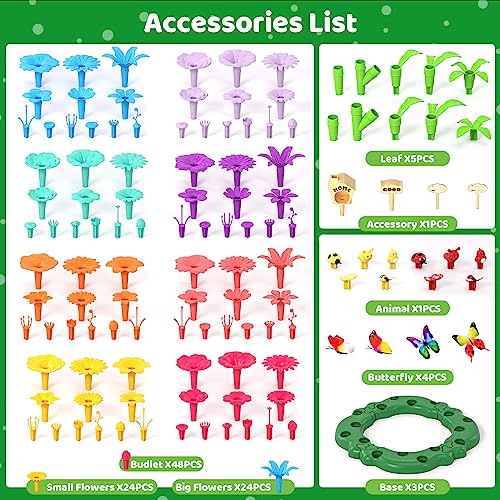 Image of 184Pcs Flower Garden Building Toys with Storage Box for Girls Ages 3-8