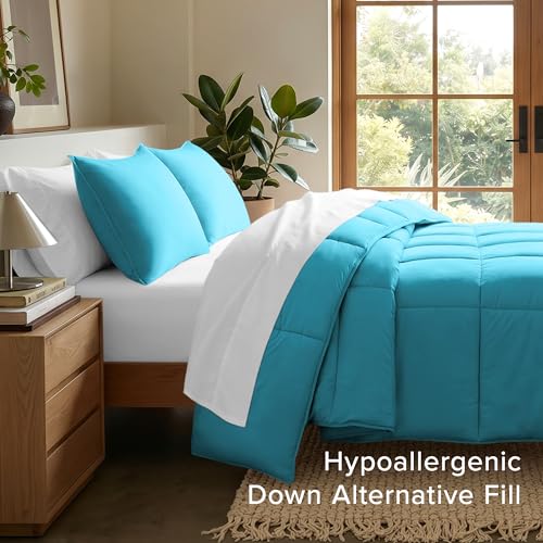 Image of Bare Home Comforter Set - Queen Size - Ultra-Soft - Goose Down Alternative - Premium 1800 Series - All Season Warmth (Queen, Aqua)