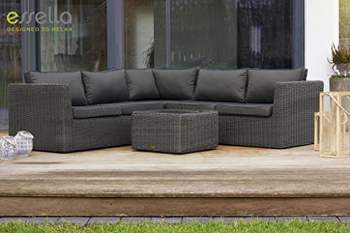 Preisvergleich Produktbild essella Polyrattan Garnitur Oslo Rundgeflecht in Grau