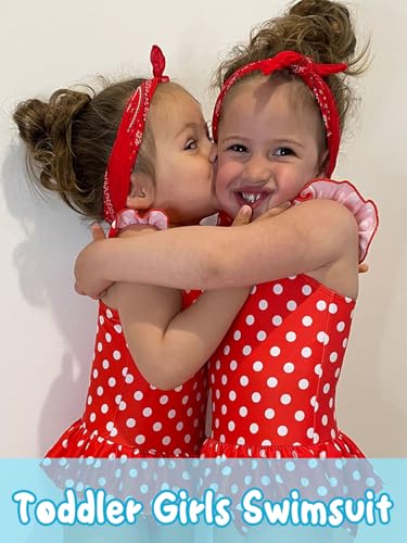 Image of Vieille Toddler Little Girls One Piece Swimsuits Ruffles Bathing Suits Mermaid Dinosaur Swimwear 2-7T