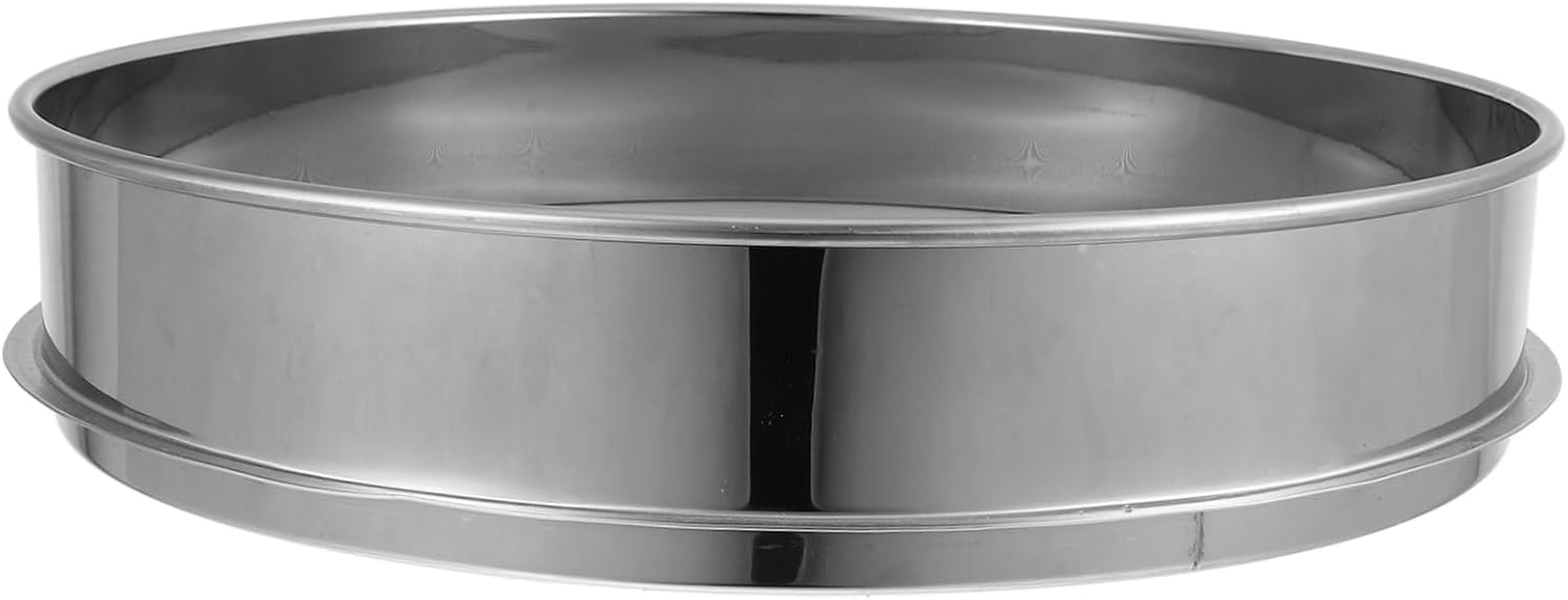 Stainless Steel Mesh Dry Extractor Round Cooking Steel Food Strainer Shaker Screen Mesh Strainer Sieves Fine Mesh Screen Sifter for Baking Large Kitchen Sifter Sifting E- Silver