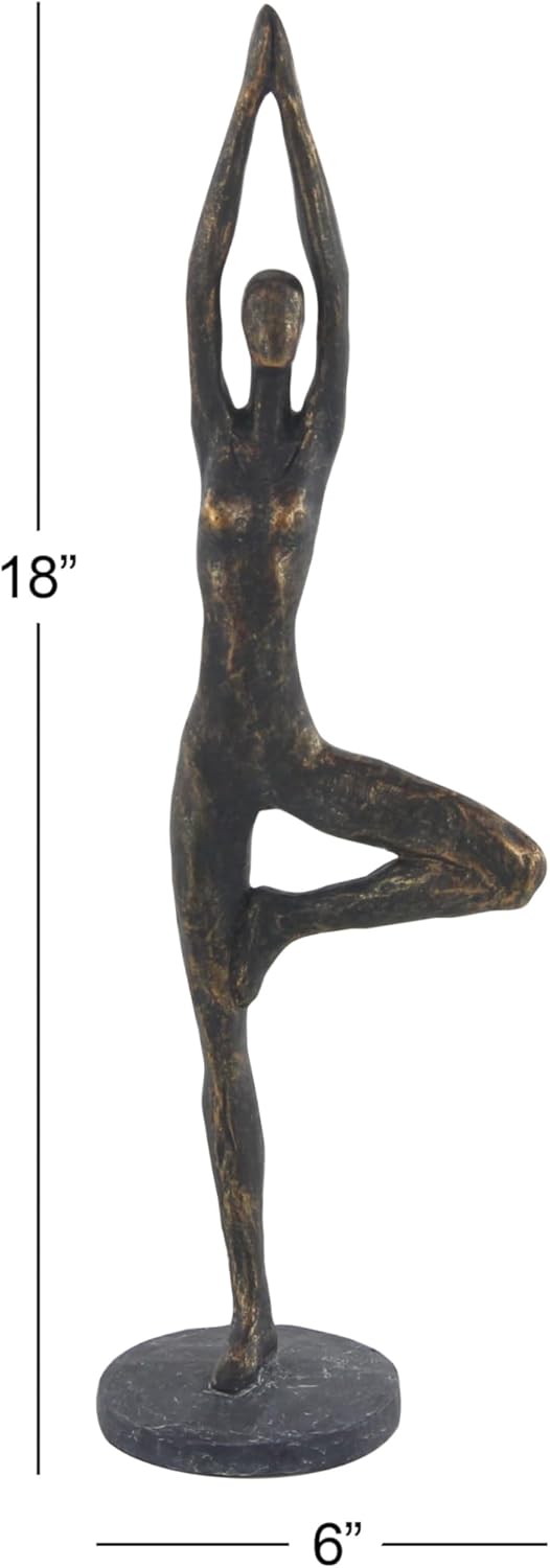 18" Brass Polystone Yoga Pose Tabletop Sculpture
