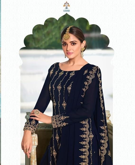 未開封 BA-RA-VA-RA \"Let's Variety\" COLOR VUBA Women's Faux Georgette Embroidered Sequence Work Semi