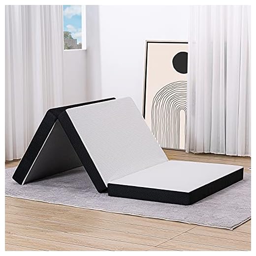 S SECRETLAND Folding Mattress, Portable Tri-fold Gel Memory Foam Mattress Topper with Washable Cover, 6-Inch Narrow Twin Size (Fold-Up & Fold-Out) Camping, Play, Reading, Road Trip, Black, 31" 75" 6"