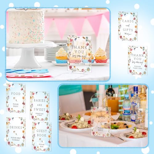 Image of Vercraft 6 Pcs Wildflowers Baby in Bloom Table Decorations | 5 x 7 inch Baby in Bloom Acrylic Signs, Wildflower Baby Shower Decorations, Birthday Guest Gift Decor, Please Take One Sign