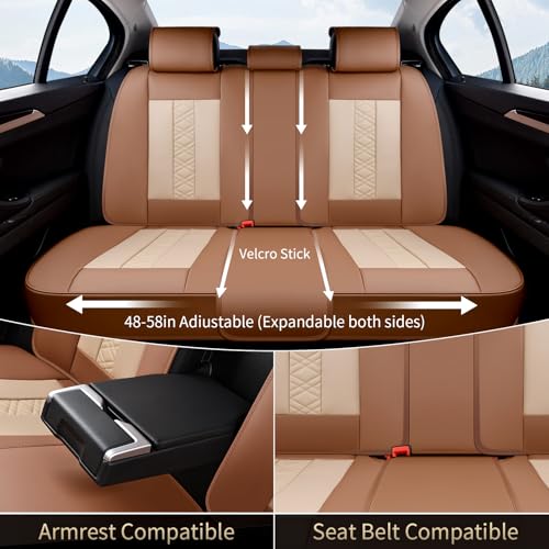 Image of FLORICH Seat Covers, Atomutive Car Seat Covers Full Sets, Waterproof Seat Cover for Cars, Luxury Leather Universal Seat Cover Accessories Fit for Most Cars SUV Truck Sedans(Beige)