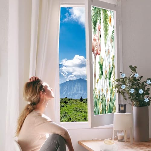 Vinilo para ventana privacidad diseño Flamingo 17.7x23.6 in miniatura 6