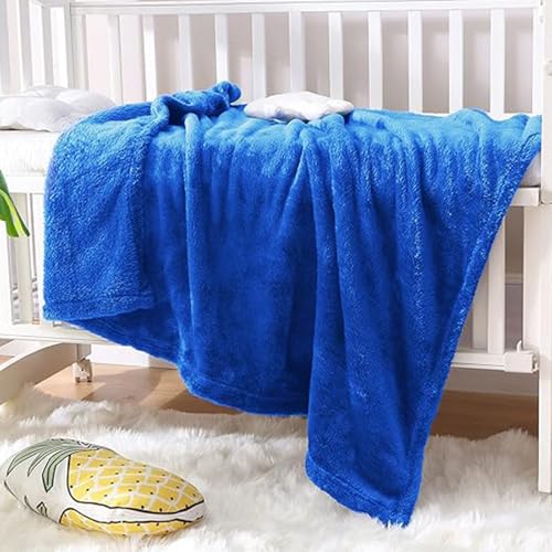 Image of Exclusivo Mezcla Plush Fuzzy Fleece Throw Blanket, Super Soft, Fluffy and Warm Blankets for Couch, Bed, All Season Use (40x50 Inches, Cobalt Blue)