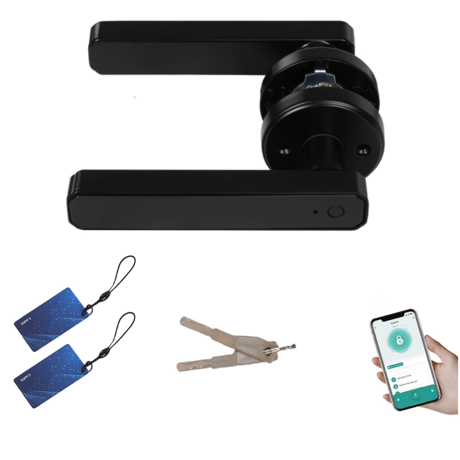 Smart Door Lock,Electronic Digital Biometric Locks Front Door, 4 in 1 Fingerprint/Password/IC Card/Backup Keys, Finger Print Door Handle for Home Bedroom Hotel Office Apartment