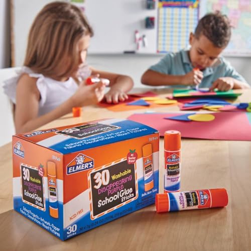 elmer39s disappearing purple school glue sticks washable 7 grams 30 count - poster vision board back to school bulk pack for classrooms 1 teacher brand