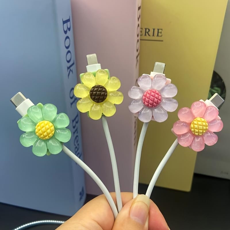 4 Pieces of Cable Protectors, Cute Pattern Phone Cable Protectors, Charging Cable Protectors, USB Charger Protectors