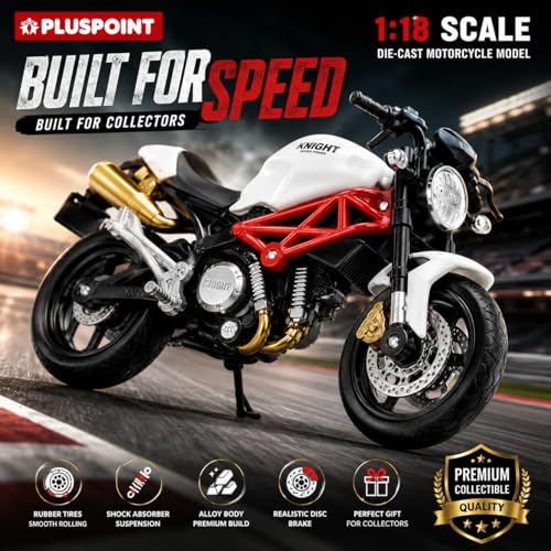 Image of PLUSPOINT Die cast Motorcycle Toy Bike Scale Model Vehicles Alloy Simulation Superbike Also for Car Dashboard Kids Adult Alloy Highly Simulation Model Vehicle Motorbike Street Machine Kids Toy Gift