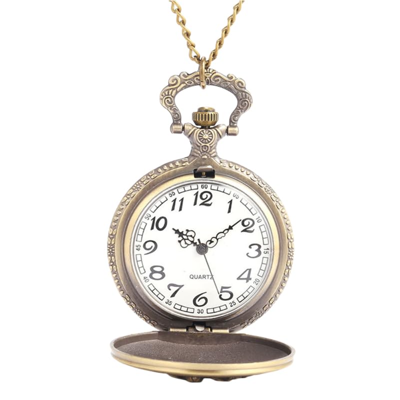 Hemobllo Montre de Poche Collier Femme Quartz 1,85In Alliage Zinc Gravure Rose Rétro, Lecture Précise pour Usage Quotidien, Cadeau Anniversaire pour...