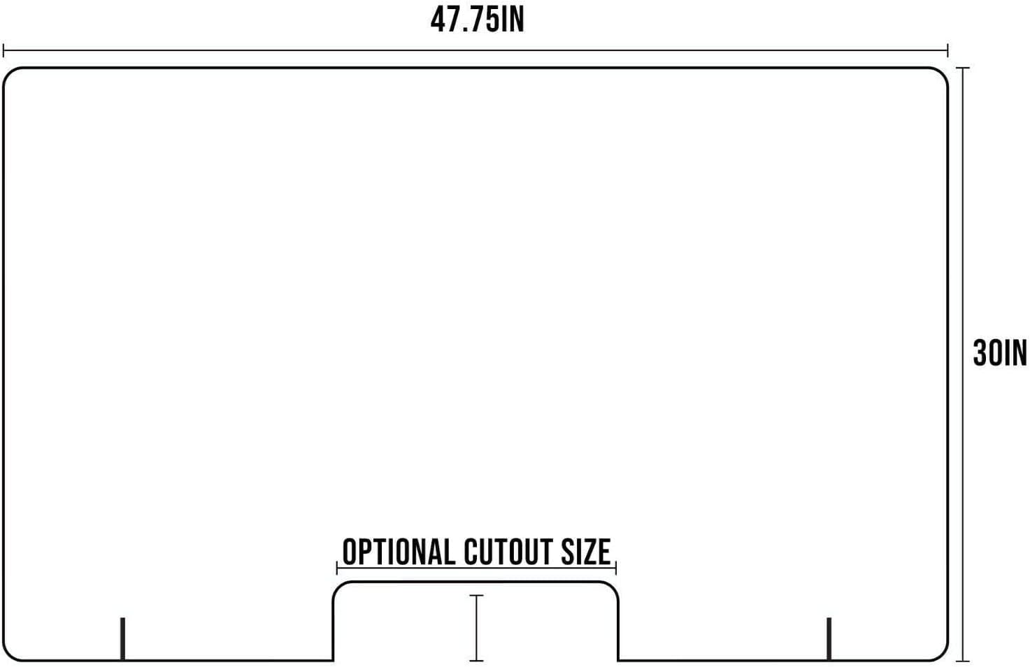 Sneeze Guard Cough PPE Safety Barrier Shield 47.75 inch x 30 inch Type D (No Cutout)