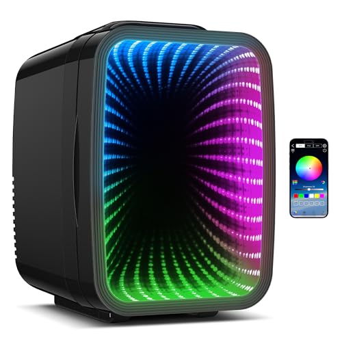 Image of BEICHEN Mini Fridge 4L /6 Can With APP Light Controller for Gaming Room | 4L compact design| APP-controlled customized gaming light | Silent & energy-saving | AC /DC for home & auto |Black