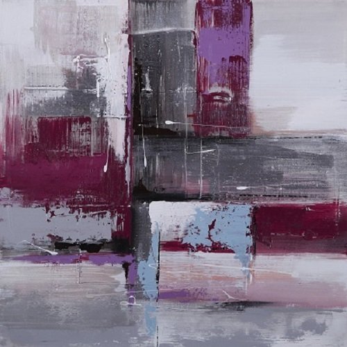 Tableau Abstrait Mauve Parme Gris Carré, Dimensions 80/80 Cm, Peinture Abstraite À l'huile Montée sur Un Châssis en Bois, Tableau Signé. Tableau Peint À La Main. Aucun Travail d'impression Cover