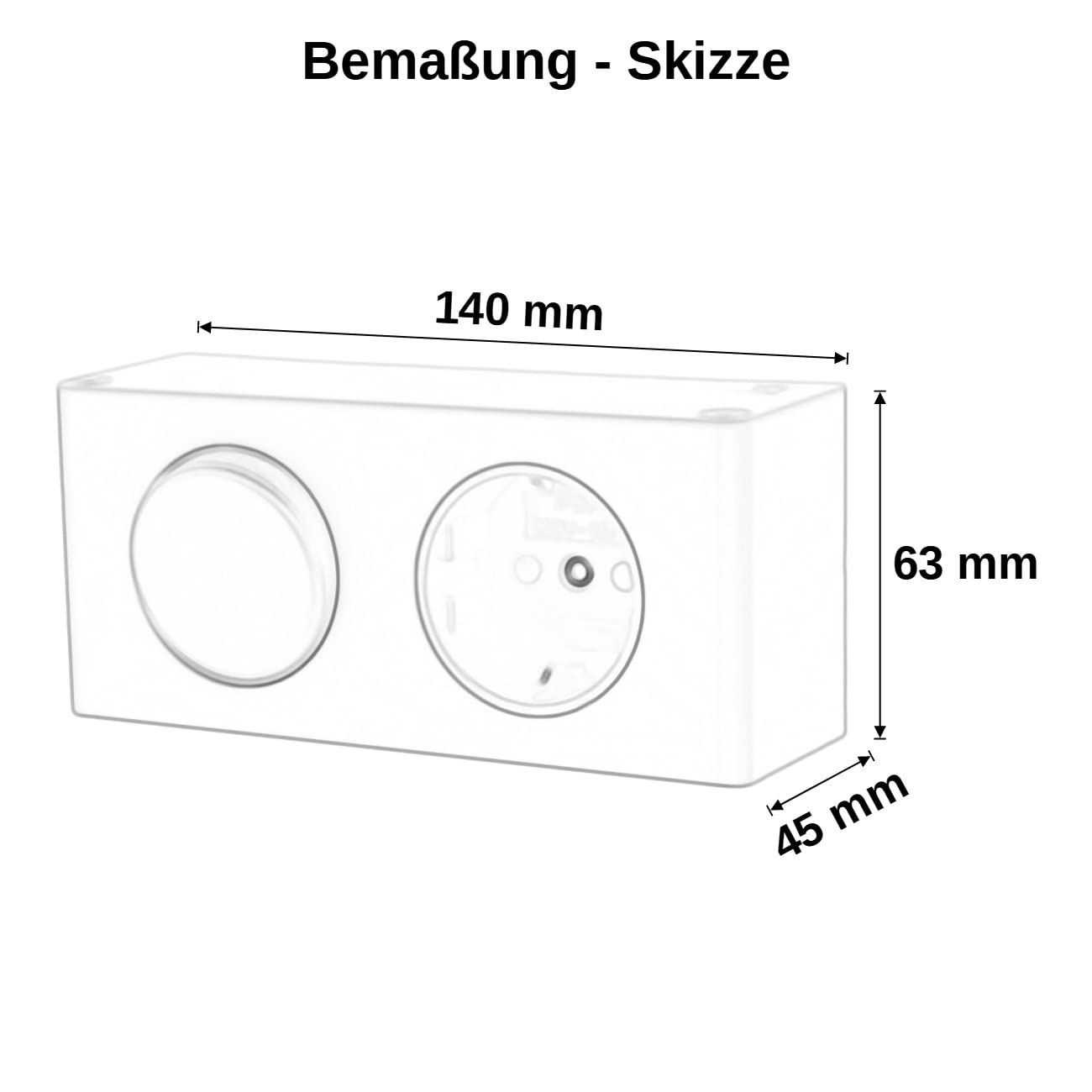 1 caja de enchufe con interruptor, caja de energía, certificado TÜV, CE, enchufe Schuko, instalación de muebles, armario con espejo, color gris.