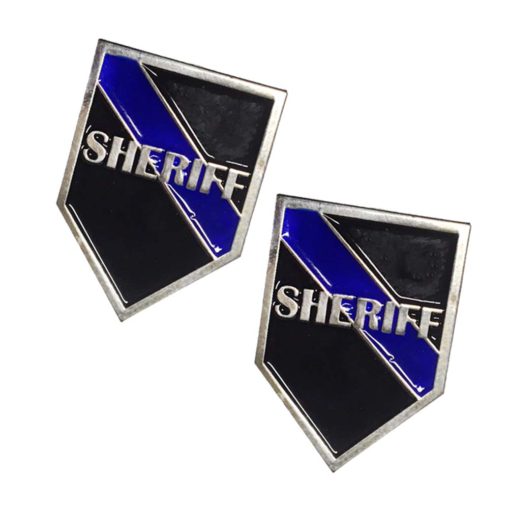 BrotherhoodThin Blue Line Sheriff Black and Blue Silver Trim Lapel Pin