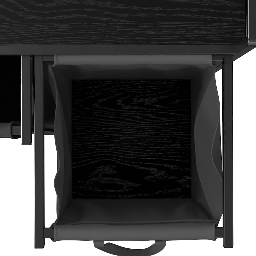 Wäschekorb 3 Fächer mit Rädern, ausziehbare Wäschesäcke aus 100 Prozent Polyester, Stahlrahmen und Holzwerkstoff, 99 x 33 x 82 cm, für Waschküche und Schlafzimmer