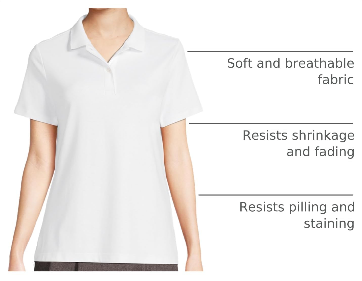 Lands' End School Uniform Women's Short Sleeve Feminine Fit Interlock Polo Shirt