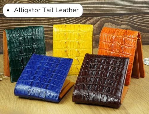 Image of HATA Men Leather Bifold Wallet RFID Blocking Front Pocket Exotic Billfold Handmade Gift For Birthday Wedding Anniversary Father's Day