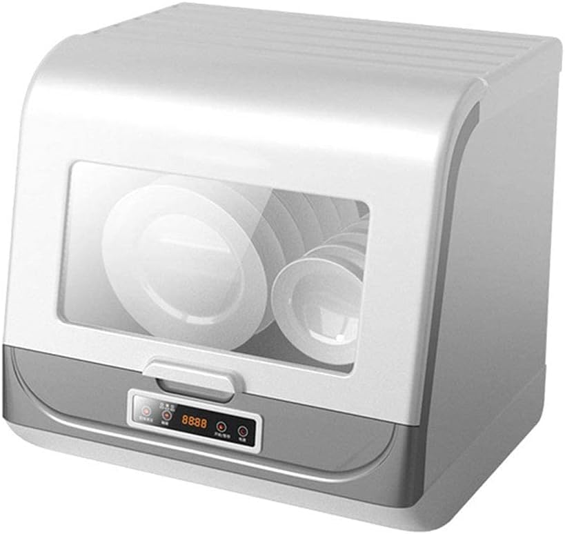 Household Fully Automatic Desktop Dishwasher,Table Top Dishwasher Compact Portable Mini Dish Washer Led Display, Countertop 6Place Settings Energy Efficient, Intelligent Drying, Easy To Clean, White