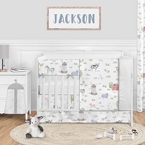Sweet Jojo Designs CRIBSHEET-ONTHEFARM-SP Farm Animals Boy Or Girl Fitted Crib Sheet Baby Or Toddler Bed Nursery Photo Op - Watercolor Farmhouse Horse Cow Sheep Pig thumb #2