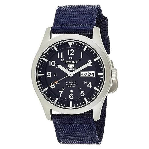 SEIKO Relógio masculino analógico automático com pulseira têxtil SNZG11K1, Azul/azul, 42 mm, Tira