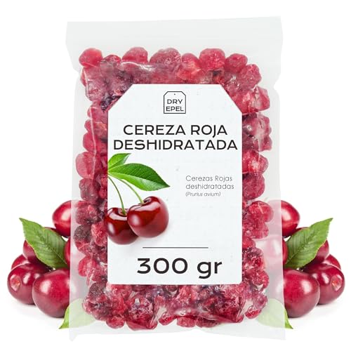 Cereza Roja Deshidratada con Azucar 300 gr - Cerezas Rojas Secas - Ideal para Reposteria y Snacks - Sin Gluten (300 gr, Cereza)