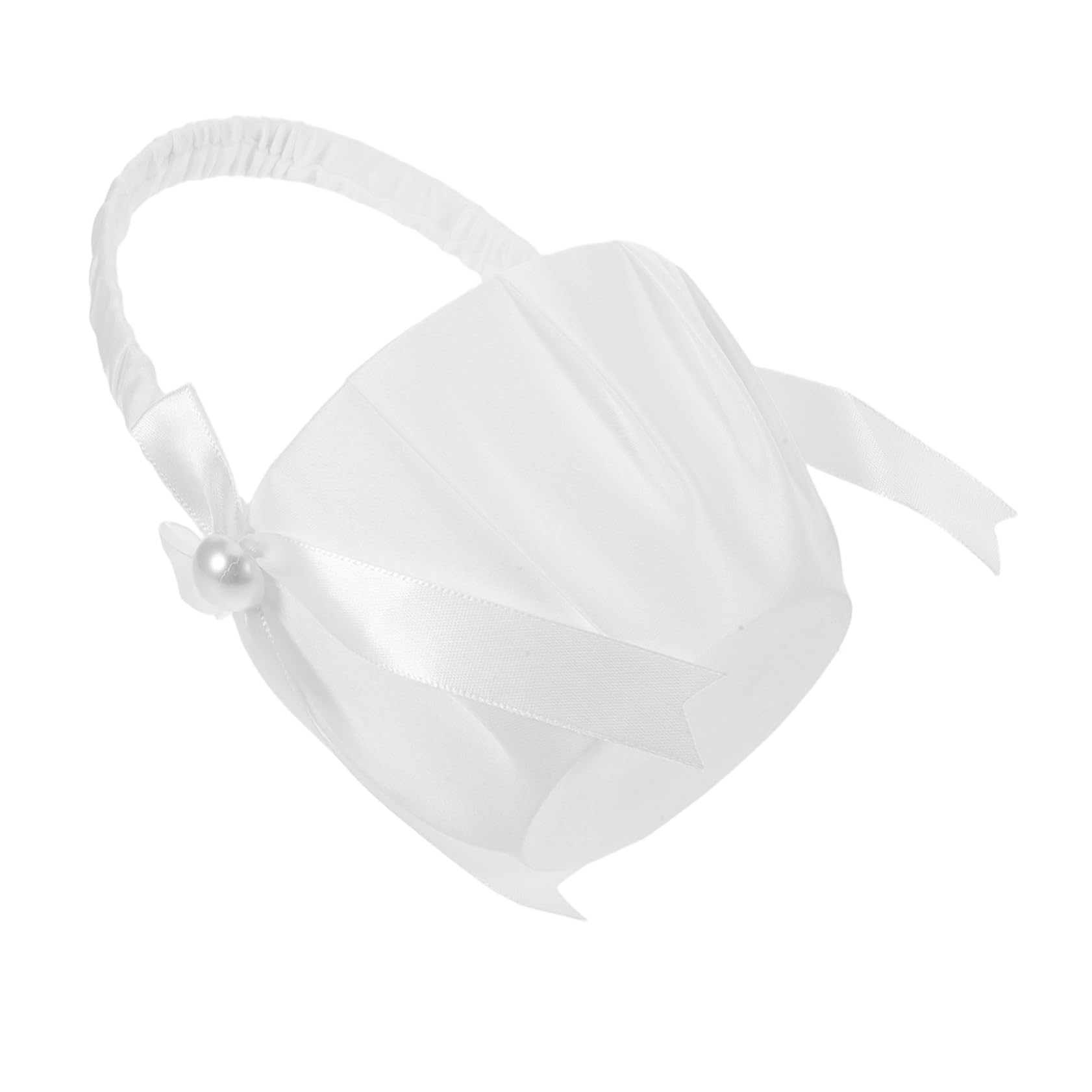 LIFKOME 4 Sztuki Częściowy Plastikowych Koszyków Kwiaty z Uchwytem Ozdobiony Białą Satyną Kokardką i Perłami Stabilny i Elegancki Idealny Ś Dekorację Domu i Piknik