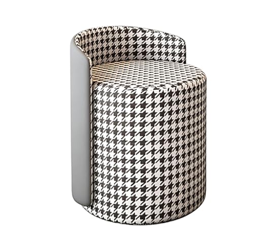 Moderna silla giratoria de 360°, elegante y cómodo taburete de maquillaje con respaldo bajo, multifuncional, redondo, para dormitorio y sala de estar (acabado natural, tamaño regular)
