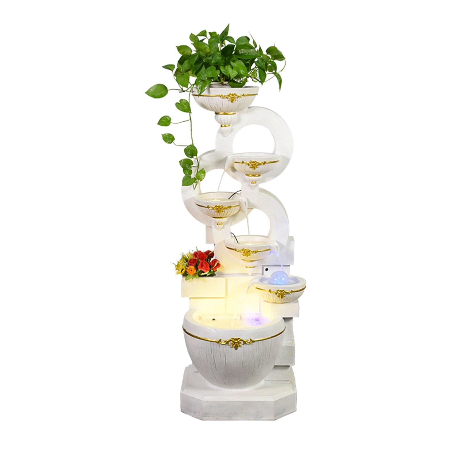 Garden Outdoor Water Fountains Decor Resin Indoor Fountain for Garden, Floor Patio, Deck, Porch, Backyard and Home Art Decor (51.18inch) Pond