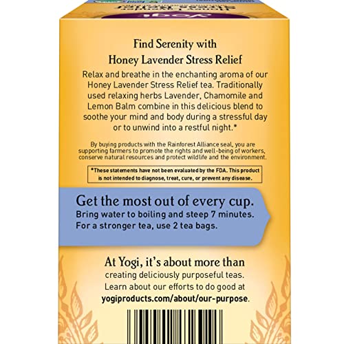 Yogi Tea Honey Lavender Stress Relief Tea - 16 Tea Bags per Pack (6 Packs) - Organic Chamomile Lavender Tea - Includes Lemon Balm, Lemongrass, Spearmint Leaf, Peppermint Leaf, Honey Flavor & More - Image 3