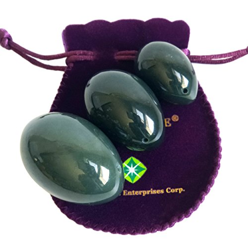 Polar Jade Natural Nephrite Jade 3-Piece Egg Set Large Medium Small