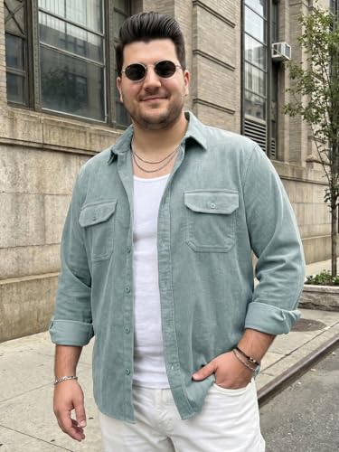 Image of Urbano Plus Men's Corduroy Full Sleeve Regular Fit Solid Overshirt with Utility Pockets