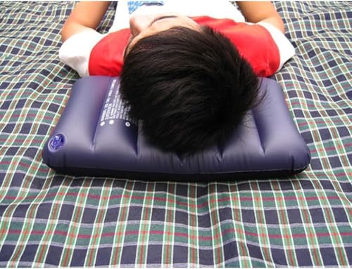 Image of Velvet Inflatable Travel Pillow Soft, Comfortable Neck Support Pillow for Travel, Camping, Hiking & Beach Vacation Portable & Compact Air Pillow for Comfortable Sleep on The Go (Blue)(PCS OF 1)