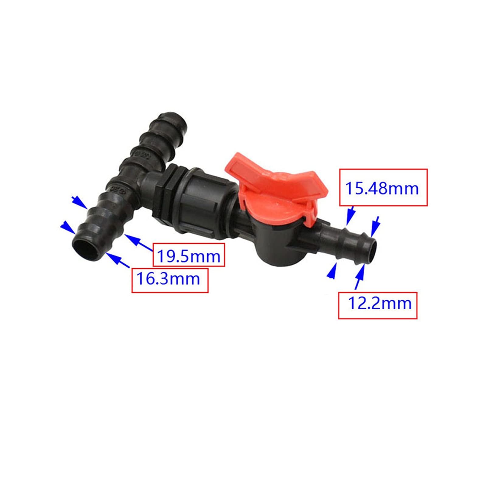 Utility Hose Butt Hose Connector Adapter 12Mm 16Mm 20Mm Pe Pipe Tee with Valve 1/2 3/4" Reducing Garden Faucet Hose Dispenser Drip Irrigation Adapter 1Pc/3I4 * 3I4