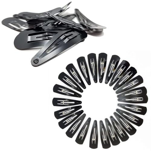 Image of TEMPERIA Tic Tac Hair Clips for Girls (Pack of 12 pcs) (5cm) (Matte Black) - Tik Tak Pins for Women