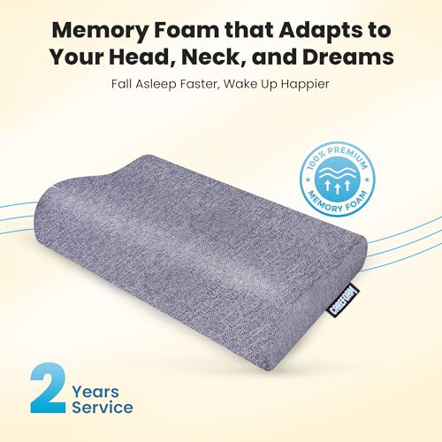 Image of CareFoam Cervical Memory Foam Pillow for Neck Support | 2-Year Manufacturing Warranty | Orthopedic Contour Pillow for Cervical Spine Alignment & Shoulder Support | Made in India | 19 x 11 x 3.5 Inch