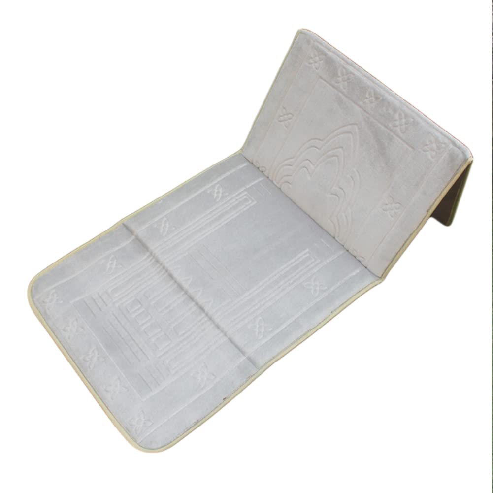 Prayer Rug with Back Support，17.3 * 57 Inch Large Pilgrimage Blanket Foldable Portable Prayer Mat Meditation Floor Chair Padded Sofa Chair with Carrying Pocket,Household Leisure Cushion (Grey)