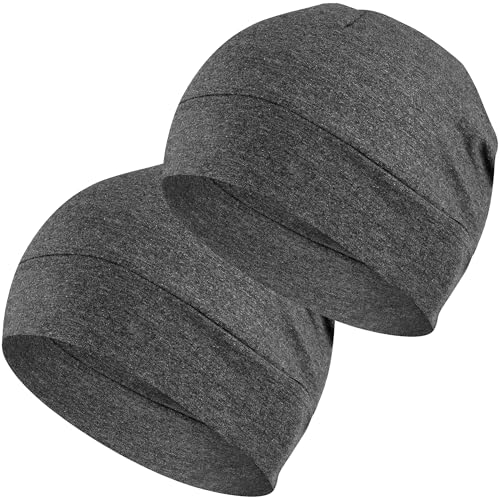 Image of Headshion Cotton Skull Caps for Men Women,2-Pack Lightweight Beanie Sleep Hats Breathable Helmet Liner