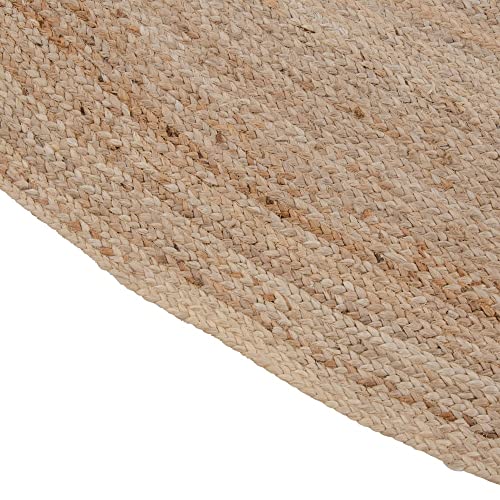 Tapis rond tressé marron en jute Ø 300 cm, grand tapis de salon en fibre naturelle - 3