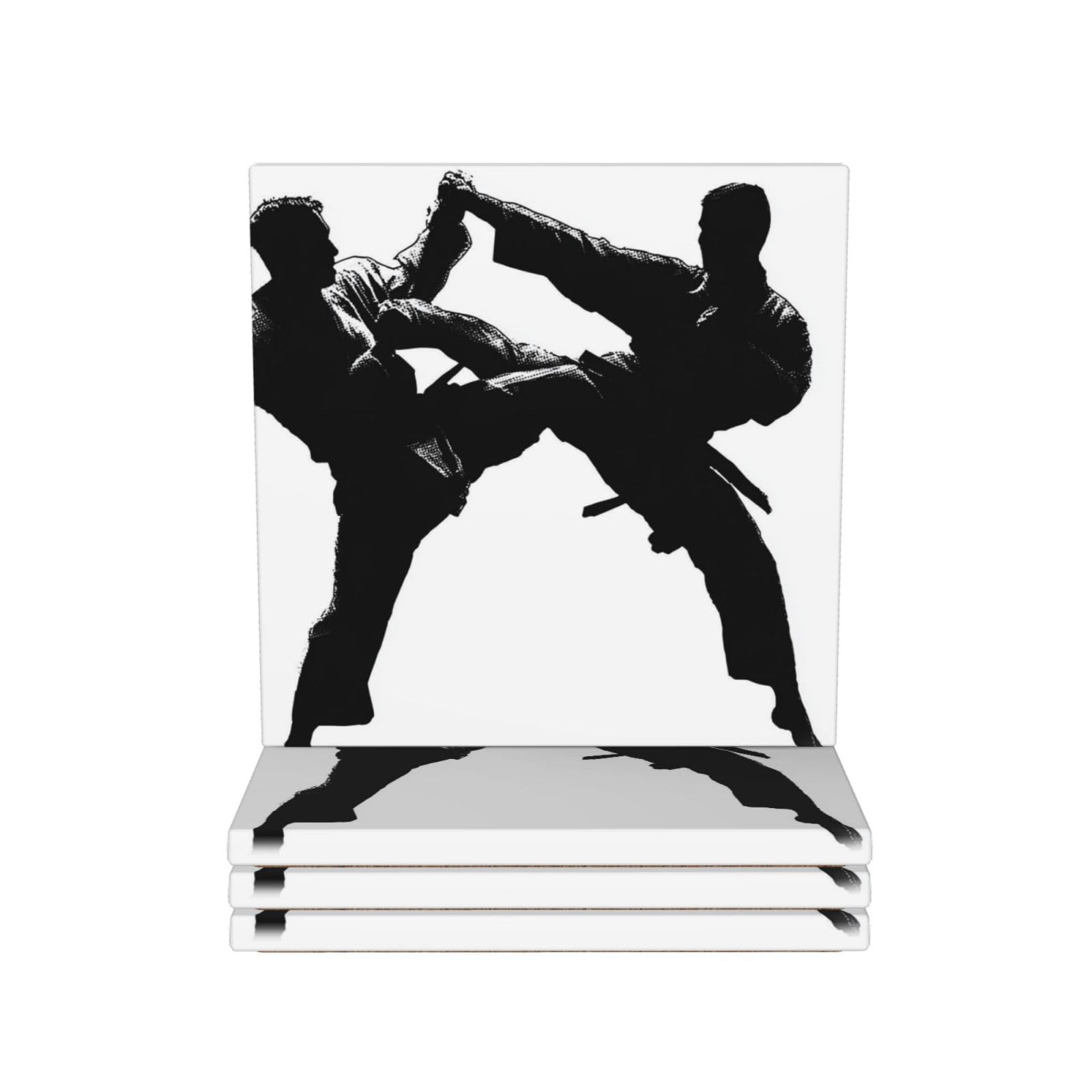 Drink Coasters Set of 4 Ceramic Coaster kickboxing Coasters for Drinks Cups Mugs Mat Pads Absorbent Non-Slip Decorative Cup Coaster for Coffee Table Kitchen Bar Home Decor