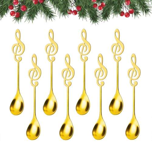 8 Stück Weihnachtslöffel Set, Edelstahl Teelöffel, Weihnachten...