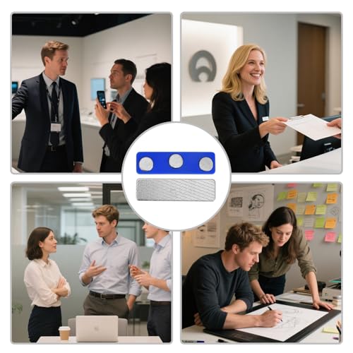 Namensschilder Magnet – 10er Set Magnetische Ausweishalter mit Acryl-Display, Namensschilder für Kleidung Magnet Selbstklebend, Robuste Ausweishüllen mit 3-Punkt-Neodym-Befestigung, Wiederverwendbar