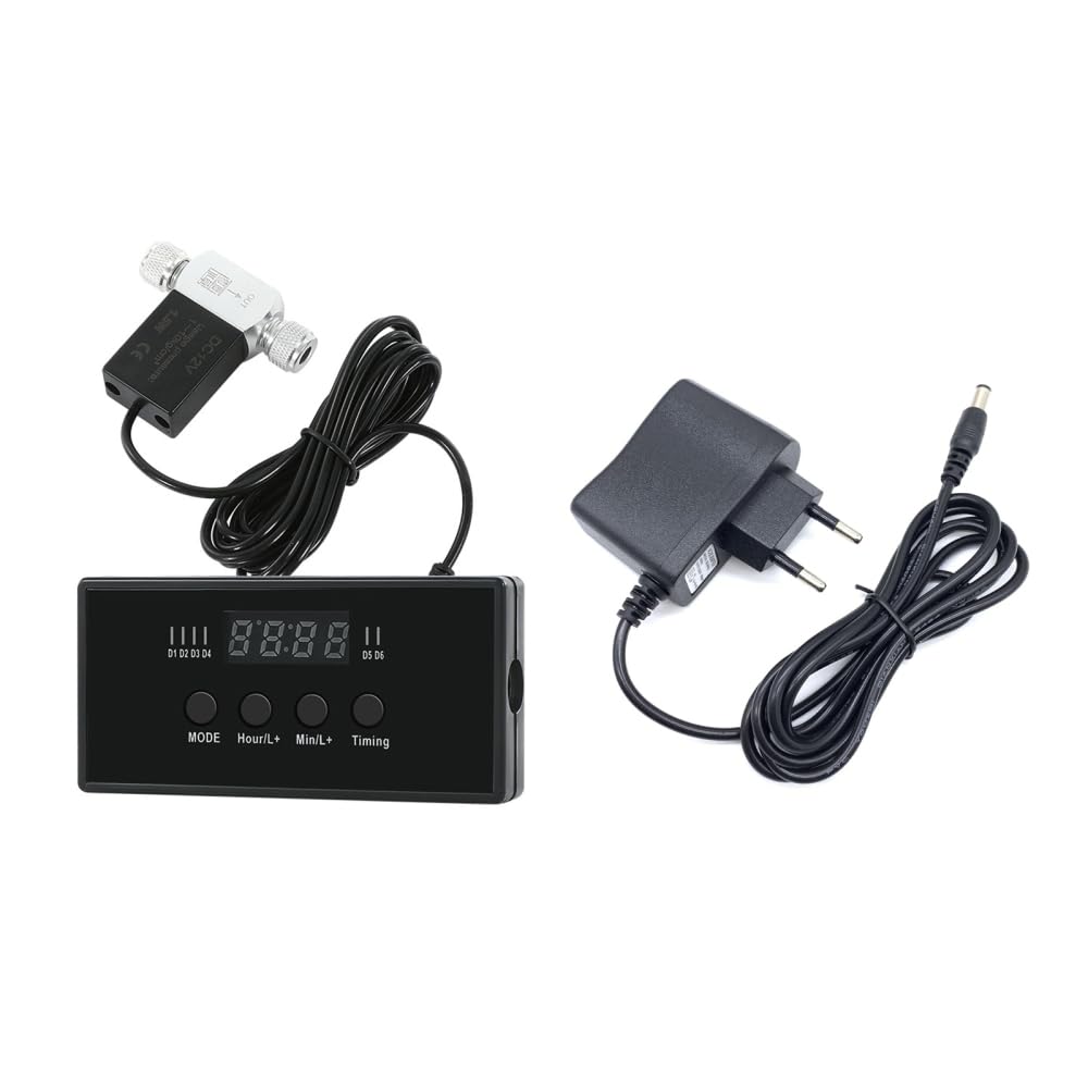 DONGKER électrovanne CO2 avec contrôleur temporisé, régulateur DC 12 V pour Aquarium, tête Simple ou Double, vanne motorisée pour la Croissance des Plantes Aquatiques et Herbes