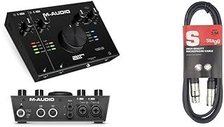 M-Audio AIR 192x6 USB C MIDI Audio Interface for Recording, Podcasting, Streaming, Studio Quality Sound, 2 XLR in and Music Production Software & Stagg SMC3 3m XLR to XLR Plug Microphone Cable, Black