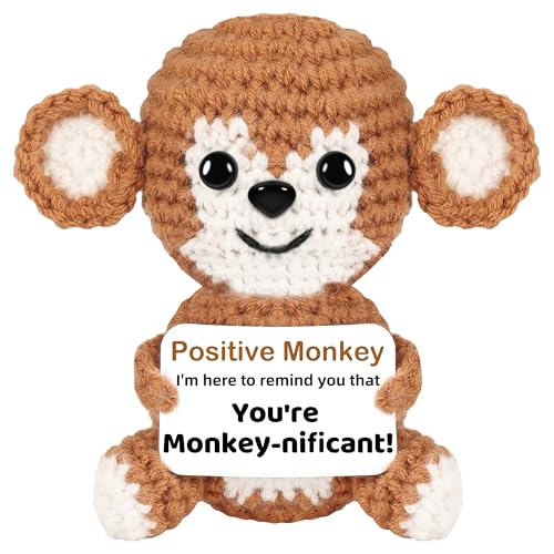 Image of Hoedia Cute Funny Gifts for Her /Him /Friend /Coworker - Emotional Positive Crochet Animals Monkey, Women Men Unique Thank You Gift for Mother's Day, Easter, Birthday, Retirement, Desk Decor