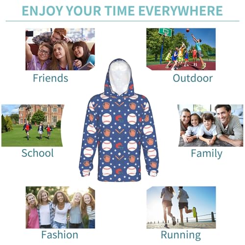 Balls Gloves Bat Helmet Kid Hoodies Boys Sweatshirts Girls Pullover with Pocket 6